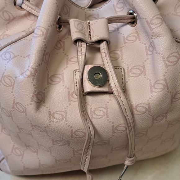 BEBE Blush Pink ALEXIS Signature Logo Travel Backpack Bag - Picture 4 of 9